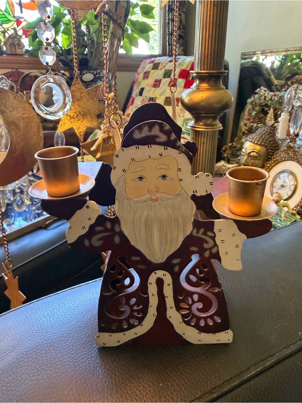 vintage PartyLite Old St. Nick metal tealight candle holder